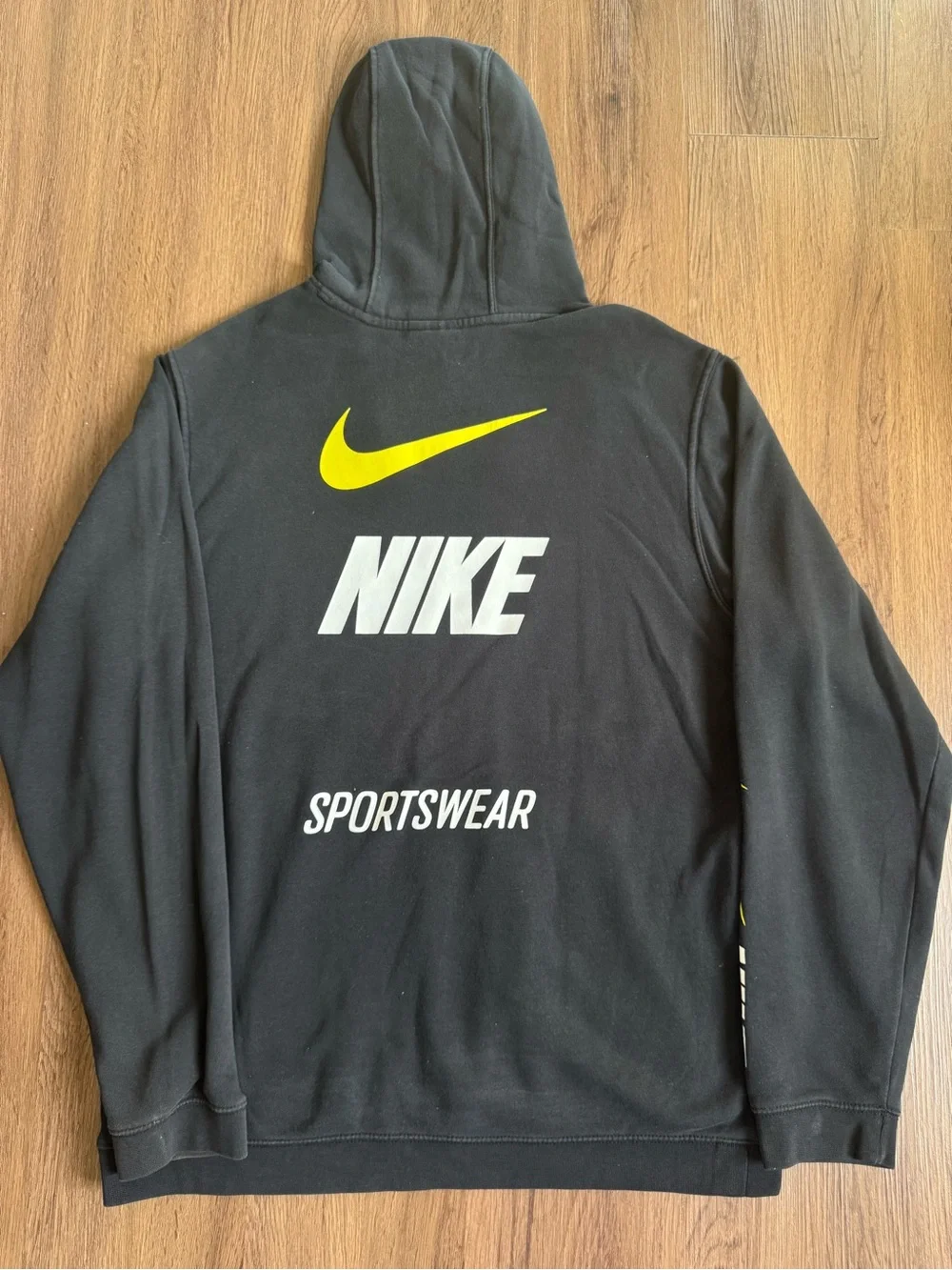 Nike Black Sweat Suit with White and Yellow Swoosh Logos